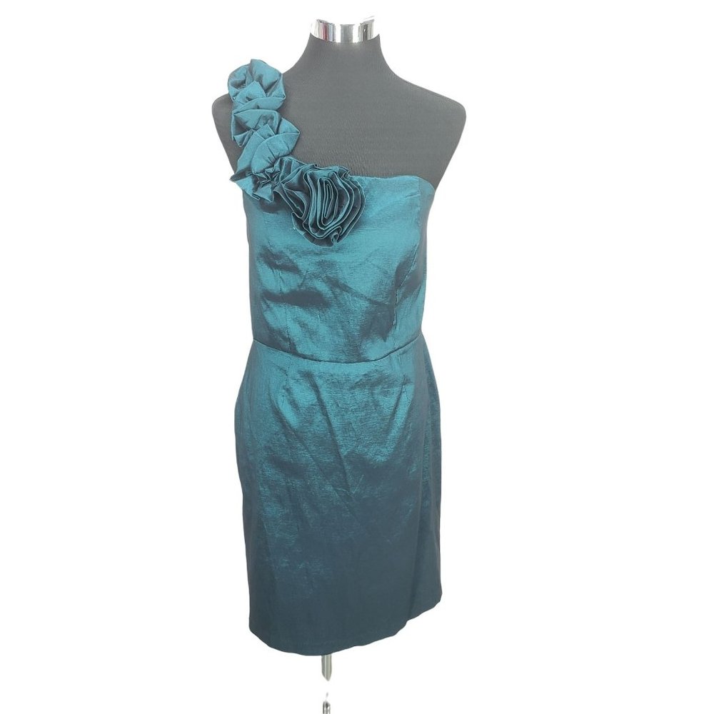 Snap 1X one shoulder Floral Teal Midi Dress‎